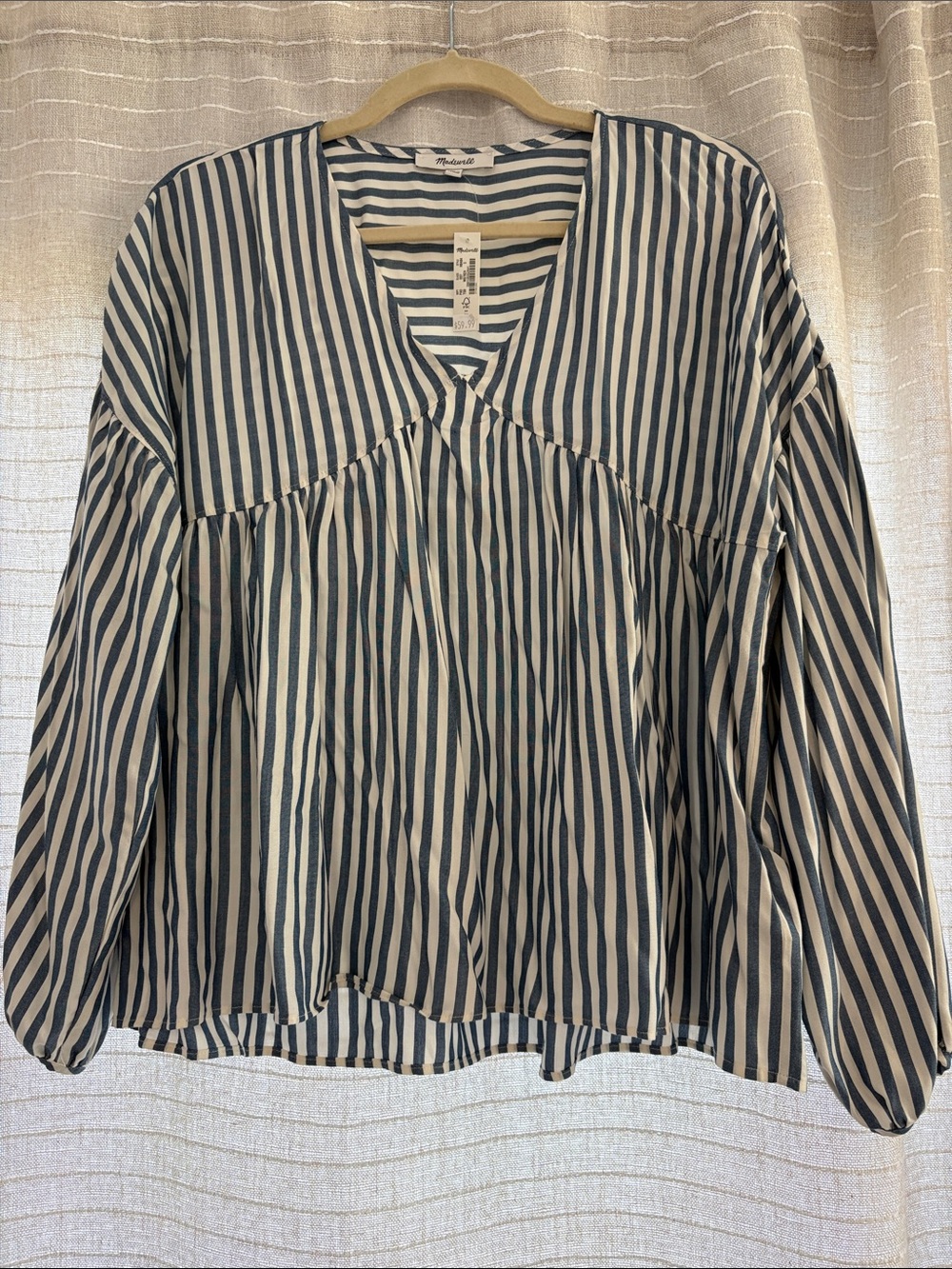 Madewell Navy & White Vertical Stripe V-Neck Tunic